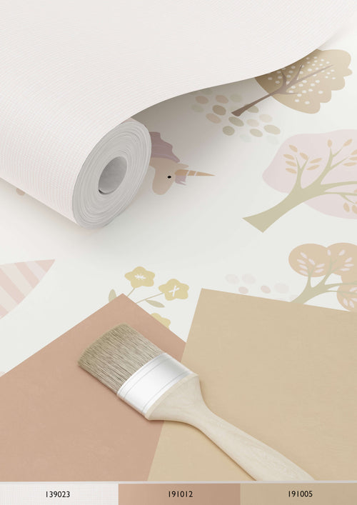 ESTAhome behang unicorns beige en zacht roze - 53 cm x 10.05 m - 139503