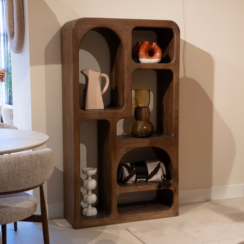 Giga Meubel Vakkenkast Yuki - Donkerbruin Hout - 90x34x160cm