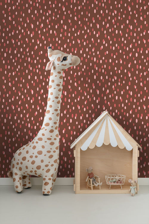 ESTAhome behang stippen bruin en rood - 50 x 900 cm - 131873