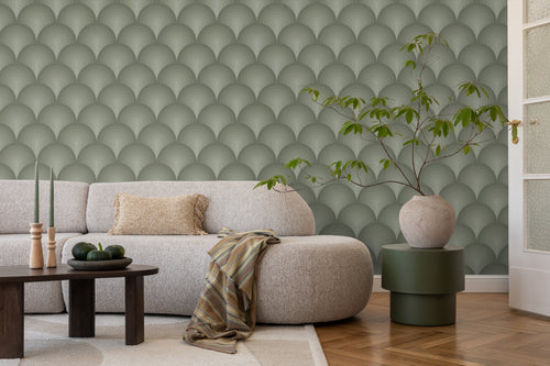 ESTAhome behang 3D-motief olijfgroen - 50 x 900 cm - 131121 - vtwonen shop