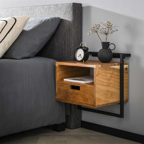 Giga Meubel Nachtkastje Air Solid - Naturel Acaciahout - 44x35x45cm