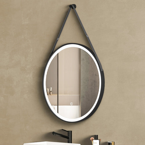LOMAZOO Badkamerspiegel met Verlichting - Ronde Spiegel met Verlichting - Spiegel Zwart- Badkamer spiegel - 60 cm - Rond [LUCCA]
