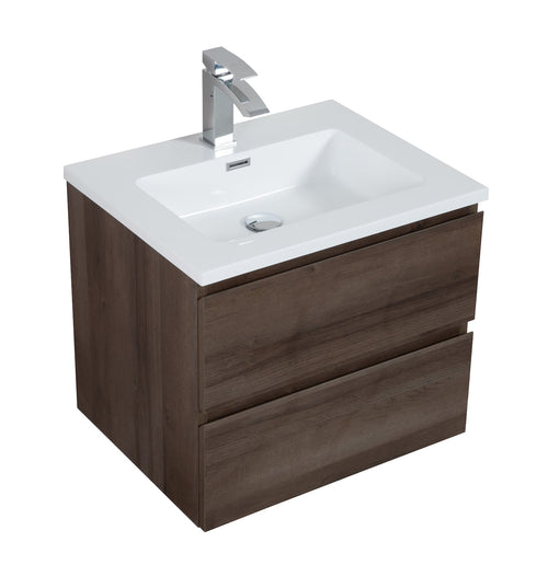 Badplaats Badkamermeubel Set Angela 60 cm – Bruin Eiken – Badmeubel met Wastafel