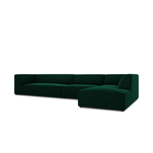 Cosmopolitan Design - Modulaire hoekbank rechts Siena 5-zits, flueel flessengroen - 180x366x69cm
