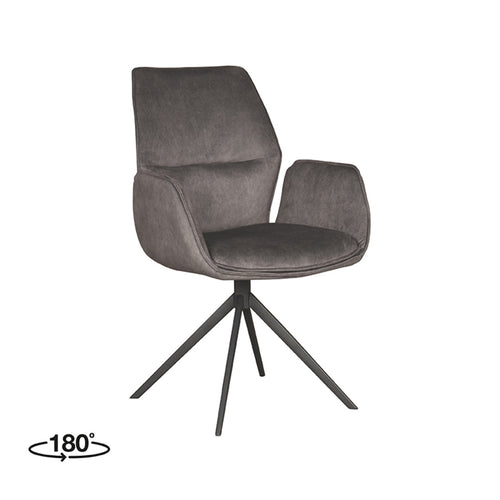 LABEL51 Eetkamerstoel Mellow - Antraciet Stof - Draaibaar