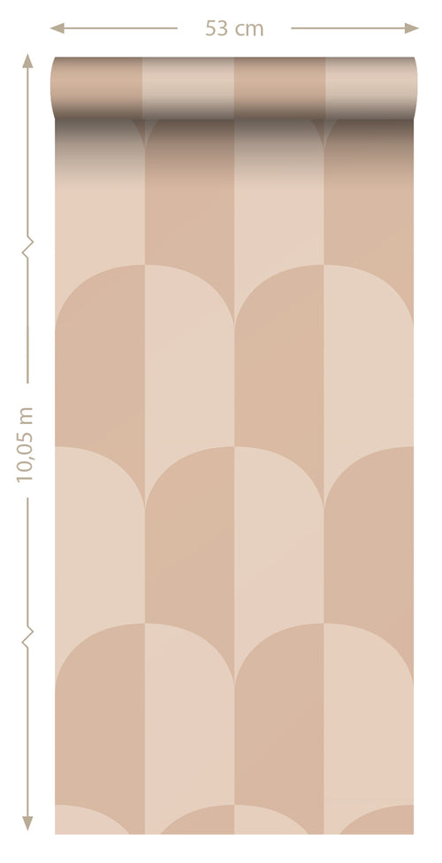 ESTAhome behang art deco bogen poederroze - 50 x 900 cm - 139994 - vtwonen shop