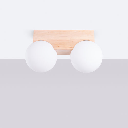 Sollux Lighting Plafondlamp BULBO 2 naturel hout - 29x12x16cm