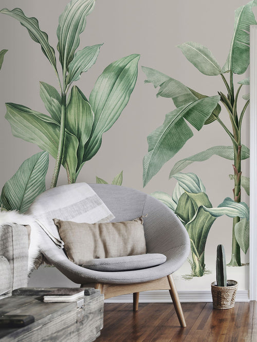 Sanders & Sanders fotobehang palmbladeren beige en groen - 424 x 280 cm - 640915