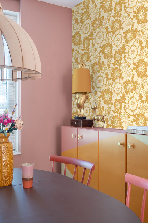 ESTAhome behang retro bloemen geel - 50 x 900 cm - 131523