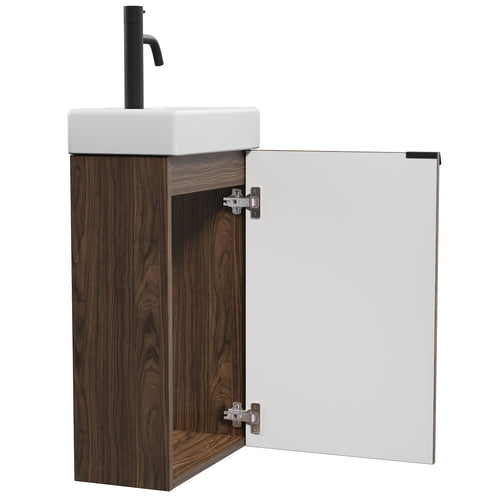 Badplaats Toiletmeubel Bosco 40 x 22 cm – Walnoot – Fonteinmeubel met Wastafel