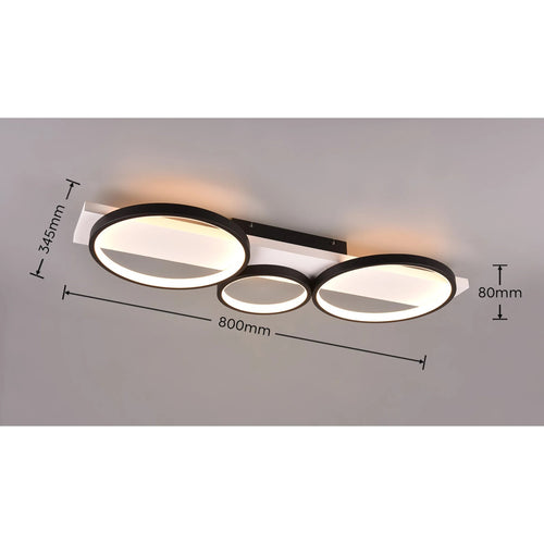 Trio Leuchten plafondlamp Medera - 3 lichts - 80  x 8   cm - zwart wit - vtwonen shop