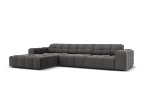 Cosmopolitan Design linker hoekbank Chicago 4-zits, flueel grijs - 167x294x78cm