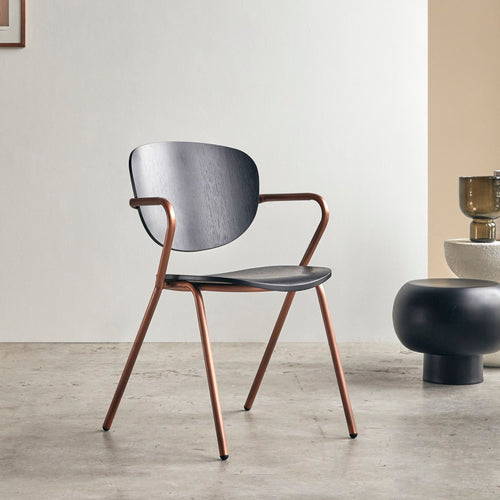 Tikamoon Stoel van eikenhout en metaal - Zwart - vtwonen shop