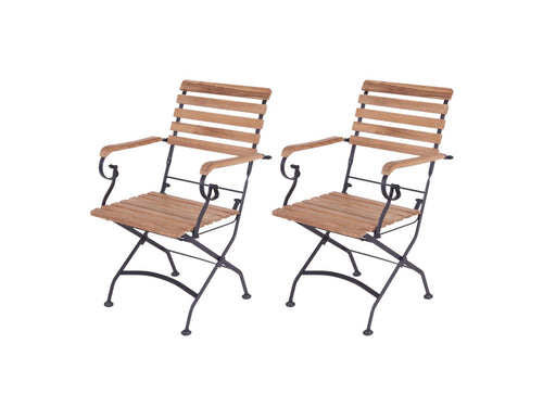 MaximaVida inklapbare tuinstoel Toscana met armleuning zwart 2 stuks - 100% FSC excellent acacia - vtwonen shop