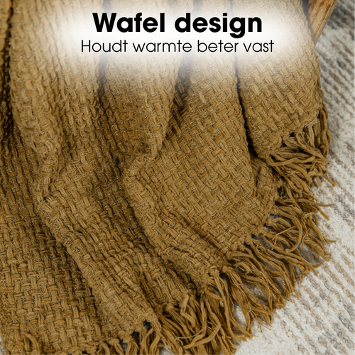 Mica Decorations Cosenza Fleece Deken - Bank Plaid en Bank Kleed - Warme Deken voor op de Bank - 180 x 130 cm - Bruin