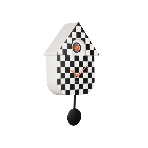 Karlsson wandklok Modern Cuckoo Checker - zwart - 8.5x21.5x40.5cm - vtwonen shop