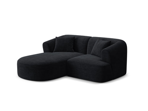 Cosmopolitan Design Modulaire hoekbank links Campi 3-zits, ribfluwelen zwart - 156x180x70cm