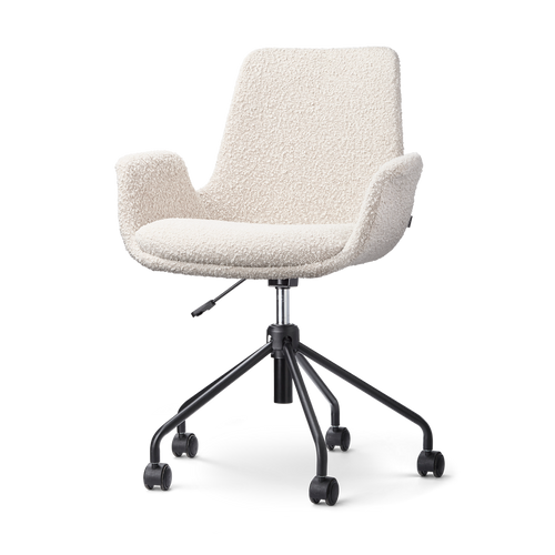 Nolon Nout-Eef Bureaustoel Bouclé Beige - Armleuning - Zwart Onderstel - vtwonen shop