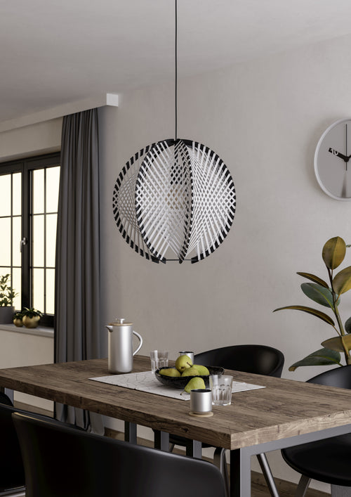 EGLO hanglamp Waverton - e27 - ø 48 cm - zwart/wit - textiel