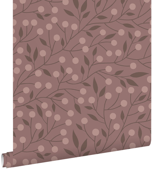 ESTAhome behang bloemmotief oudroze en aubergine paars - 50 x 900 cm - 131130 - vtwonen shop