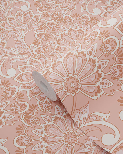 ESTAhome behang vintage bloemen terracotta roze - 50 x 900 cm - 131086 - vtwonen shop