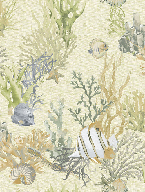 Sanders & Sanders behang onderwaterwereld lichtgroen - 53 cm x 10 m - 640010