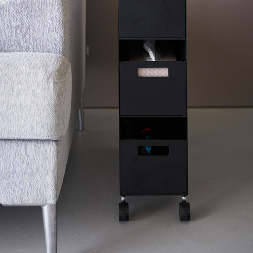 Yamazaki Tower Opbergmanden op wielen 3-laags - Zwart - vtwonen shop