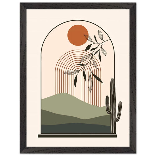 Artfulprints Poster met Lijst Boho – Desert window   - 30x40 cm - Meerkleurig