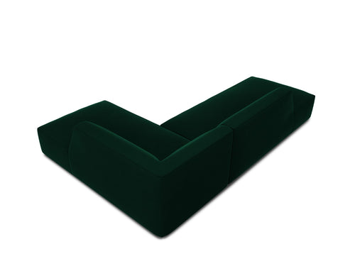 Micadoni - Rechter hoekbank "Ruby" 4 zitplaatsen, flueel, flessengroen - 180x273x69cm