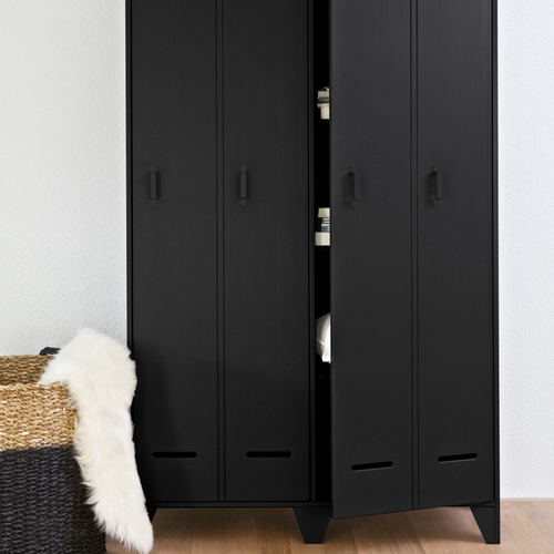 WOOOD kledingkast 2-deurs Stijn - Grenen - Zwart - 103x187x40 - vtwonen shop