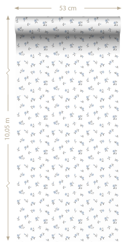 Sanders & Sanders behang bloemetjes blauw - 50 x 900 cm - 935397