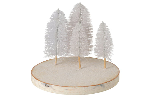 J-Line Decoratief dienblad met bomen - boomschors - naturel/wit - large