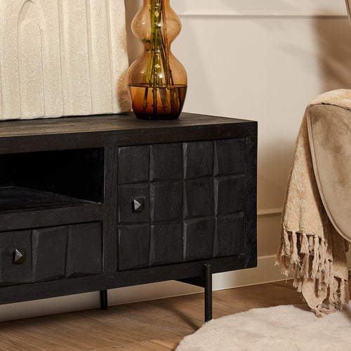 StarFurn Tv-Meubel Brandy - Zwart Mangohout - 150x40x55cm