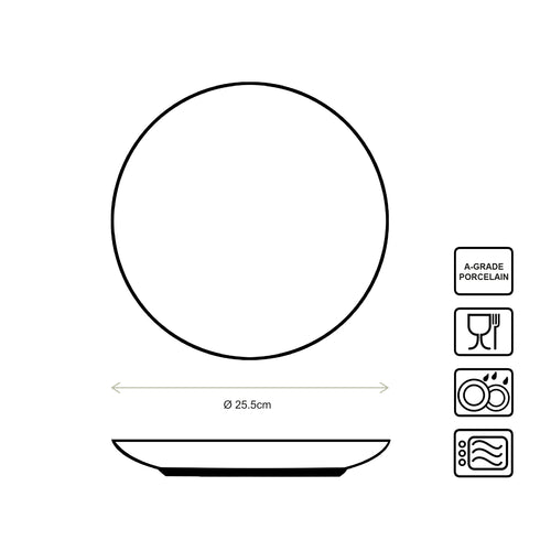 vtwonen - Dinerborden - Bordenset - Mat zwart - 25,5cm - Set van 6 borden - vtwonen shop