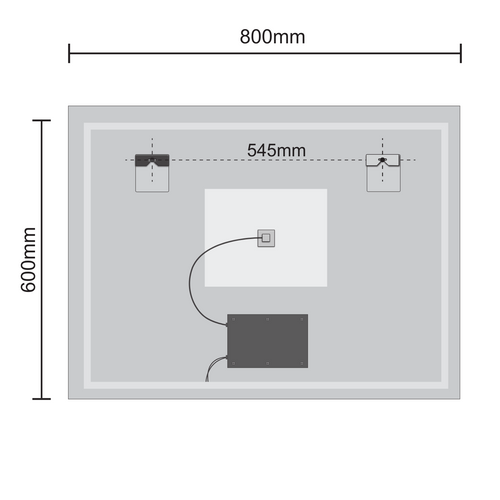 LOMAZOO badkamerspiegel Bryce - met LED verlichting & anti condens - rechthoekig - 80 x 60 cm