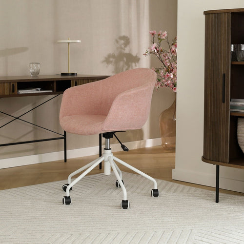 Nolon Nout-Otis Bureaustoel Zacht Roze - Armleuningen - Wit - vtwonen shop