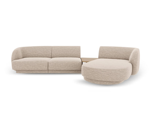 Micadoni Rechte modulaire bank Miley 3-zits, chenille, beige - 178x303x70cm
