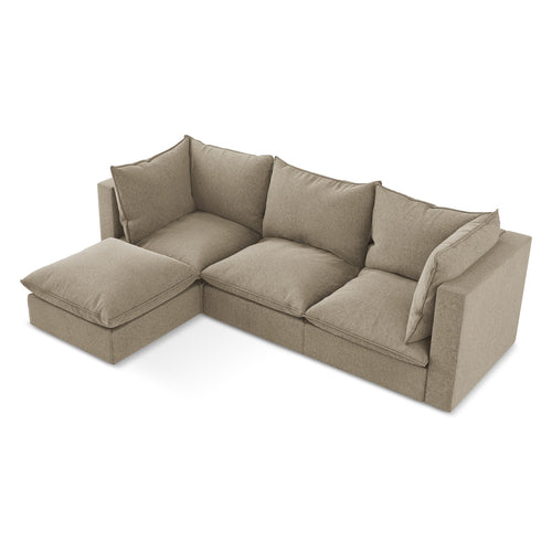 LaMiaSofa hoekbank links Ravenna - velours - beige - 255x165x77