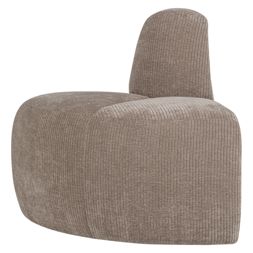 WOOOD eetbank hoek rond rugleuning Mojo - Ribstof - Donkerzand - 83x100x74