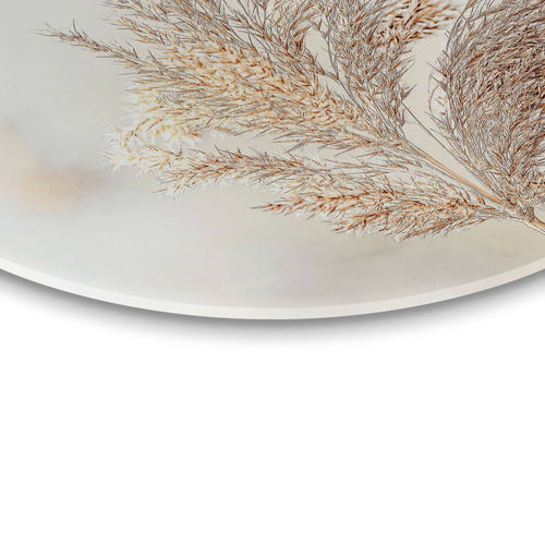 Reinders Pluim in de wind glasschilderij -  beige - kantoor - Ø 50cm