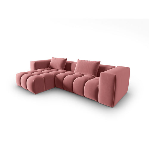 Cosmopolitan Design - Modulaire hoekbank links Verona 3-zits, flueel flamingo - 145x260x70cm