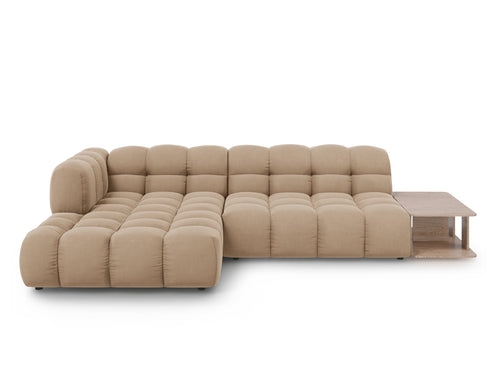Cosmopolitan Design Modulaire hoekbank links Sky 4-zits, flueel, zand - 162x297x70cm