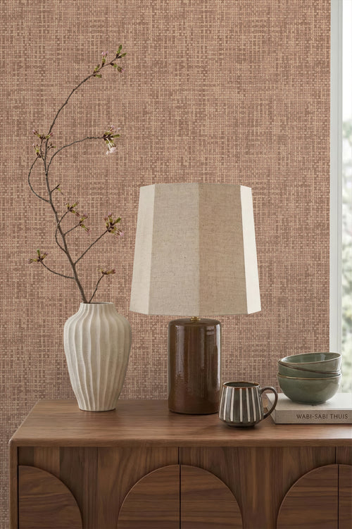 Origin Wallcoverings behang geweven linnenstructuur bruin - 50 x 900 cm - 348052