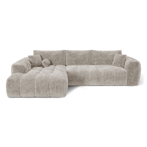 Premium Interiors - Linkshoekbank met slaapfunctie en opbergruimte SKY - gewaafd fluweel mol 310cm