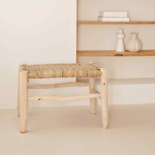 NOA MAY Bankje Suki - naturel - hout/zeegras - 60 x 40 x 42 cm