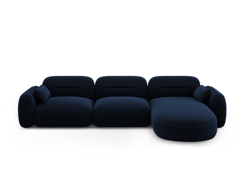 Cosmopolitan Design Modulaire hoekbank rechts Sydney 4-zits, flueel, koningsblauw - 165x320x70cm