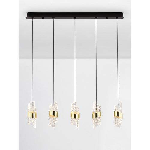 Nova Luce SENECA Hanglamp voor aan het plafond, platina goud, zandzwart, LED, 41W, 2888lm, 3000K