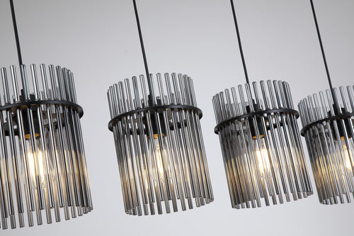 Searchlight hanglamp Swizzle - 4 lichts - 111  x 120   cm - zwart rookglas