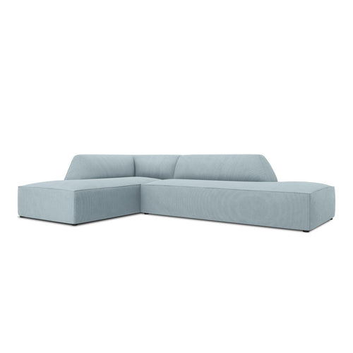 Cosmopolitan Design - Modulaire hoekbank links Siena 4-zits, ribfluwelen lichtblauw - 180x273x69cm