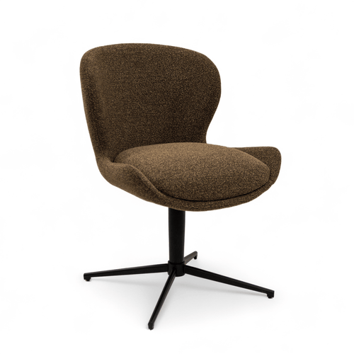 Furnhouse eetkamerstoel Nicklas - Donkerbruin - Stof (Bouclé) - Set van 6